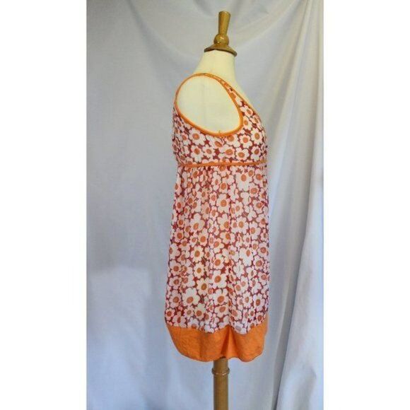 Orange Flowers Sheer Chiffon Dress or Tunic - Picture 2 of 5